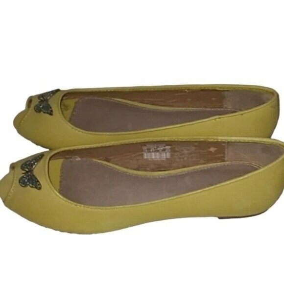 Fossil Yellow Leather Butterfly Flats - Picture 2 of 5